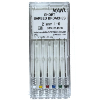 Mani Barbed Broach 21mm 6/Pack   