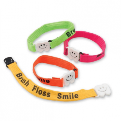 Kids Brush Floss Smile Woven Bracelets 12/pk