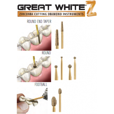 SS White Great White Z Zirconia Cutting Diamond - 10/Pack