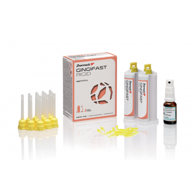 Zhermack GINGIFAST 2x50ml Cartridges + 12 yellow mixing tips + 12 yellow intraoral tips + 1 Separator spray 10ml