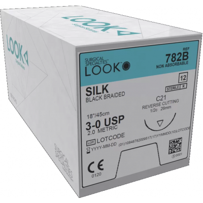 Look Suture Silk Braided (Non-absorbable) 12/Box