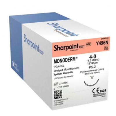 Monoderm Monofilament Undyed Absorbable Suture PGA-PCL - 12/Pack
