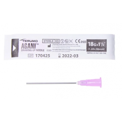 Terumo Needle Drawing Up 18g X 1.5″ (38mm) Blunt Terumo Agani (100/Box)