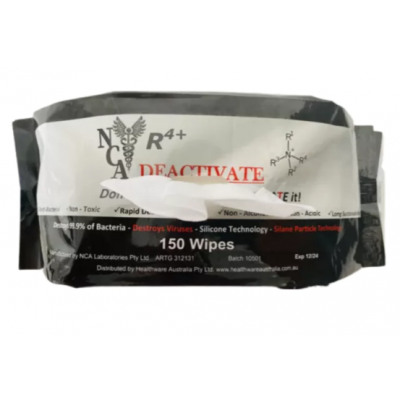 NCA R4+ Deactivate Alcohol-Free Wipes KILLS COVID-19 - 150 Wipes/Pack