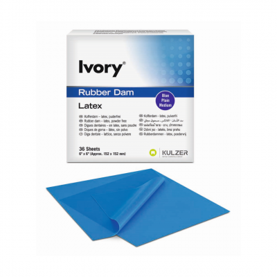 Kulzer Ivory Latex Rubber Dam Blue Medium 12.5x12.5cm Paediatric 52/Pk