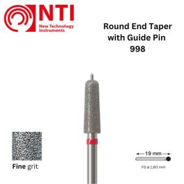 NTI Diamond Round End Taper w/Guide Pin 998 (508) Fine FG bur 5/Pk