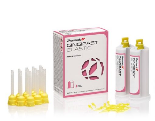 Zhermack Gingifast Elastic 2x50ml cartridges + 12 yellow mixing tips + 12 yellow intraoral tips(without separator)