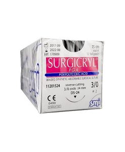 Surgicryl PGA 3-0 24mm 75cm Suture 12/Box