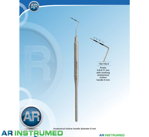 AR Instrumed Periodontal Probe 3-6-8-11 mm With Anatomical Hollow Handle 6mm