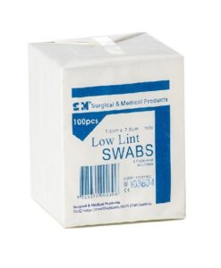 S M Gauze Sq Non-Woven 7.5X7.5cm Low Lint 4Ply 100/Pack